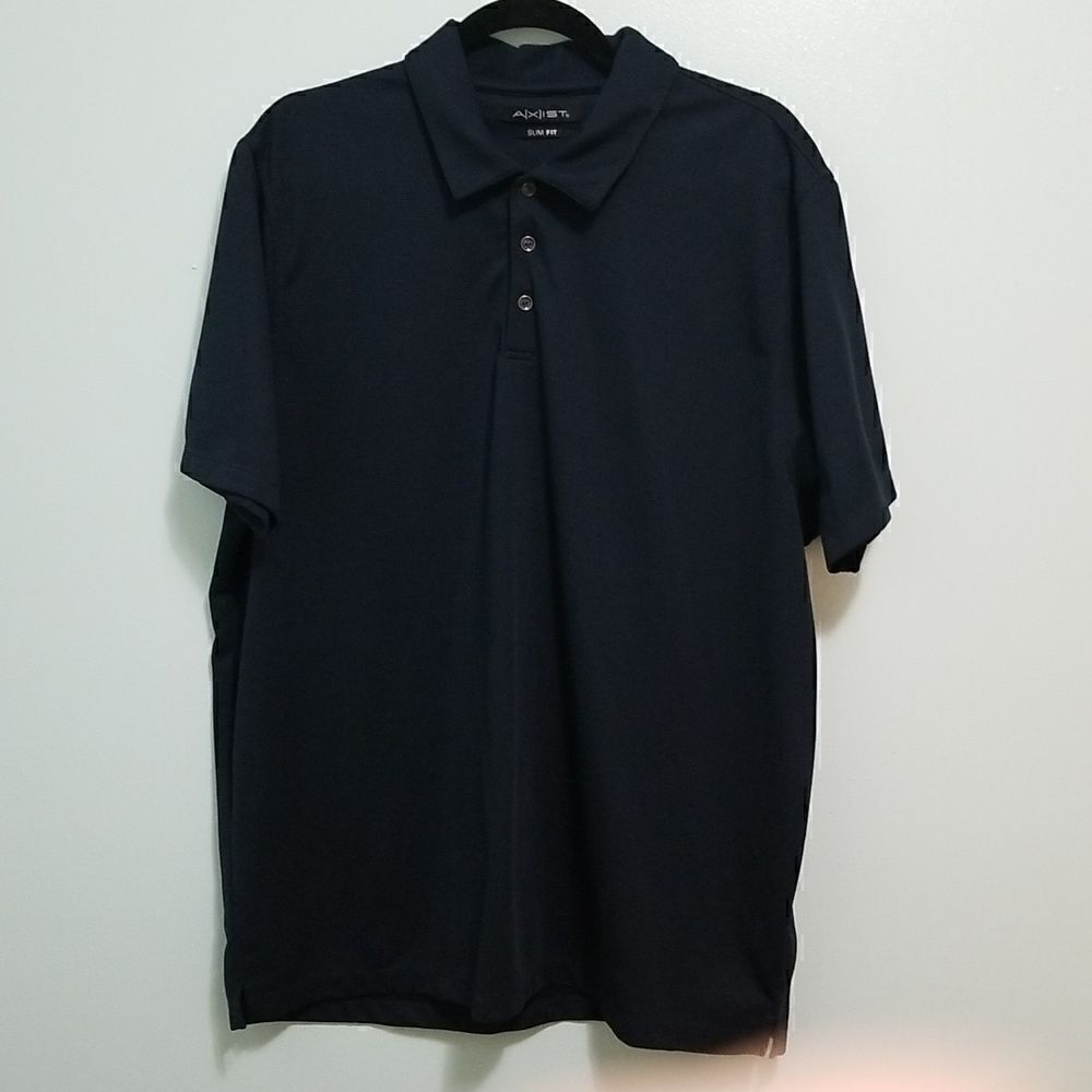 Axist, slim fit, black golf shirt. Size XXL.